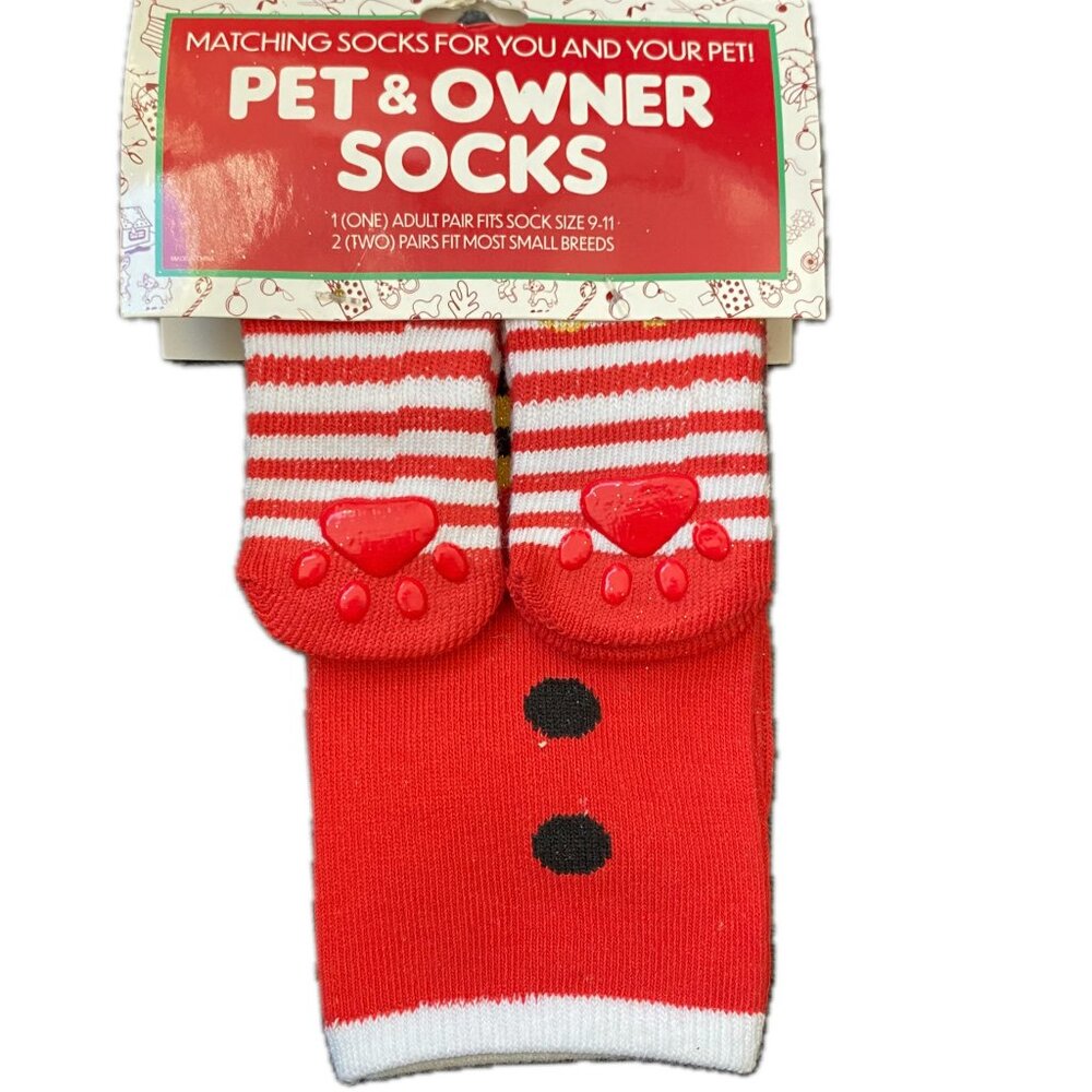 Dog Socks Matching Christmas Socks Red White Stripes for Small Pet Novelty Cute!